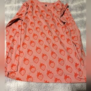 Tea Collection Kids Strawberry Print Pink Shirt Size 12